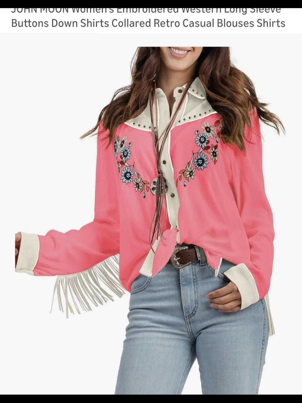 JOHN MOON Women's Embroidered Western Long Sleeve Buttons Down Collared NWT - Picture 1 of 4